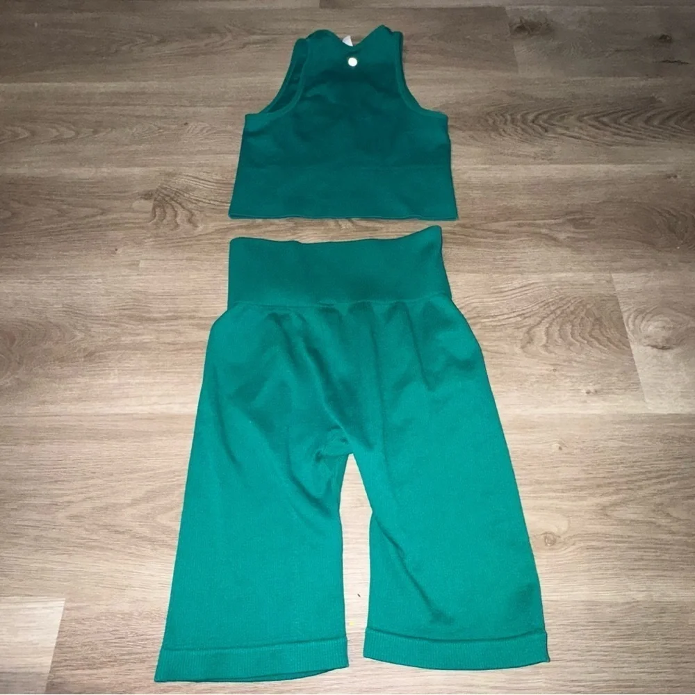 90 Degrees Green Matching Two Piece Workout Set